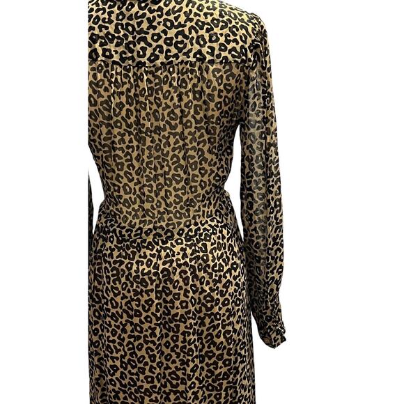 Sea New York Lottie Chiffon Animal Print Drawstring Long Sleeve Tassel Dress 4 - Picture 9 of 16